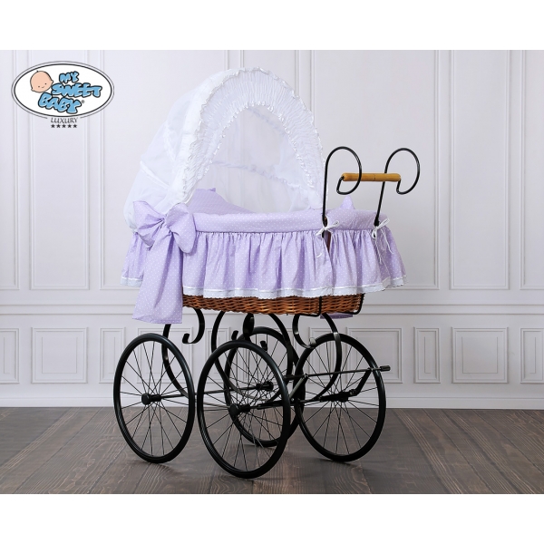 Nostalgiestubenwagen Christine - Weiß - lila mit Stickerei My Sweet Baby