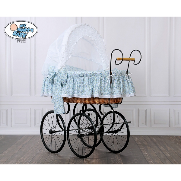 Nostalgiestubenwagen Jasmine - Weiß - blau mit Stickerei My Sweet Baby