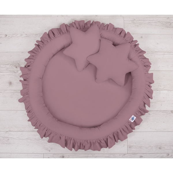 Pastellviolett Betthimmel + Rüschennestchen + Kissen