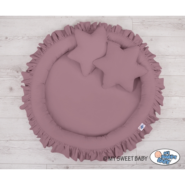 Pastellviolett Betthimmel + Rüschennestchen + Kissen
