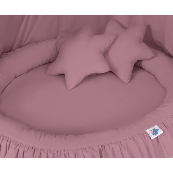 Pastellviolett Betthimmel + Rüschennestchen + Kissen