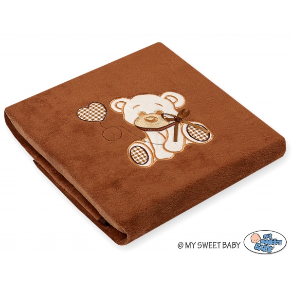Polar Fleece Babydecke - Bär mit Schleife braun
