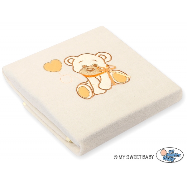Polar Fleece Babydecke - Bär mit Schleife pfirsich