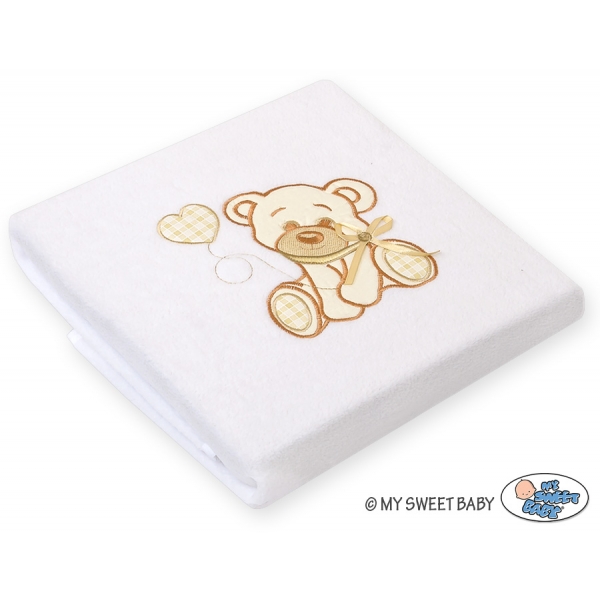 Polar Fleece Babydecke - Bär mit Schleife weiß