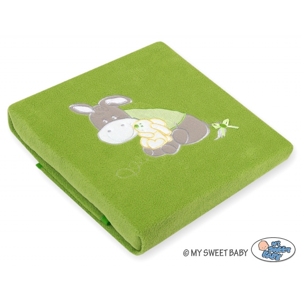 Polar Fleece Babydecke - Esel Luca grün