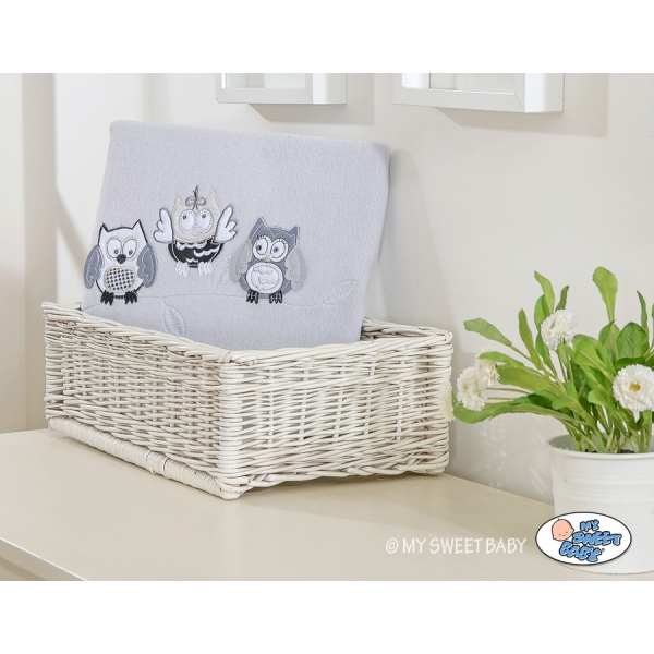Polar Fleece Babydecke - Eulen Bigi Zibi & Adele - grau-schwarz