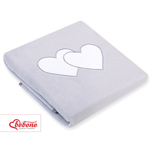 Polar Fleece Babydecke für Baby- Hängende Herzen grau