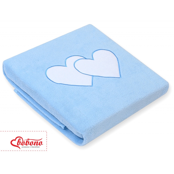 Polar Fleece Babydecke - Hängende Herzen blau