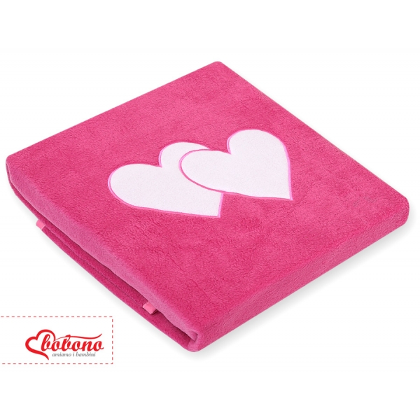 Polar Fleece Babydecke - Hängende Herzen dunkel rosa