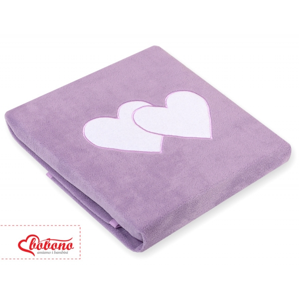 Polar Fleece Babydecke - Hängende Herzen lila