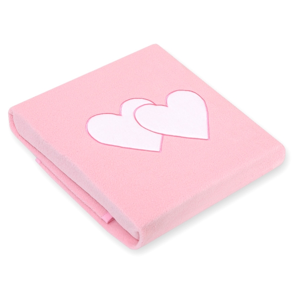 Polar Fleece Babydecke - Hängende Herzen rosa