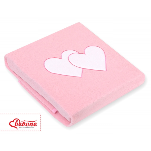 Polar Fleece Babydecke - Hängende Herzen rosa