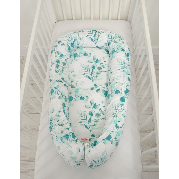 Premium doppelseitig Babynestchen Baby-Kokon  eucaliptus mint