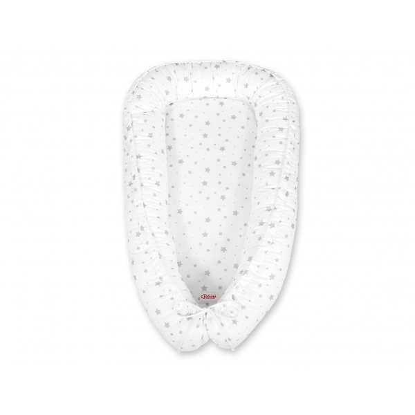 Premium doppelseitig Babynestchen Baby-Kokon Sternchen grau