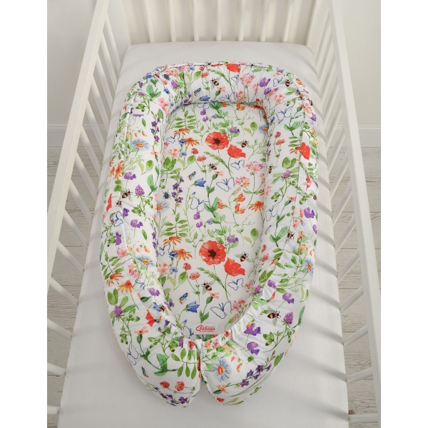 Premium doppelseitig Babynestchen Baby-Kokon - Wiese