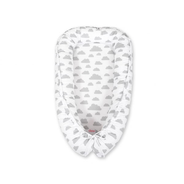 Premium doppelseitig Babynestchen Baby-Kokon Wolken grau