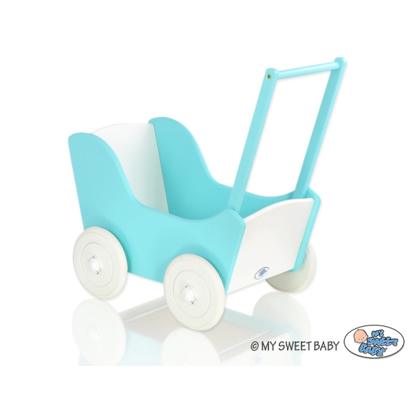 Holzpuppenwagen Weiß Türkis 135026
