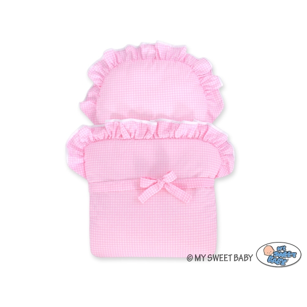 Puppenwagen Korb Weide Weiß Rosa