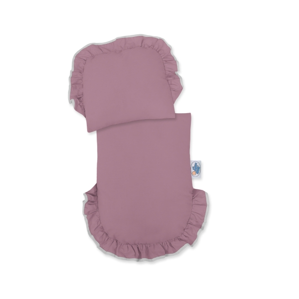 Puppenwagen aus grau Weide Pastellviolett Bettset