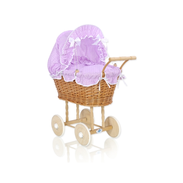 Puppenwagen Geflochten aus Naturweide Lila nr 1699-534