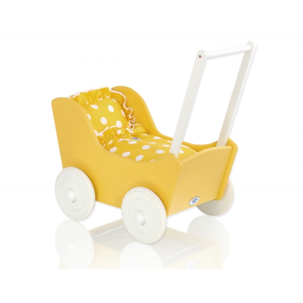 Puppenwagen Mila Gelb Puppen Bettwäsche Gelb mit Weiß-Punktmuster nr 145027-737