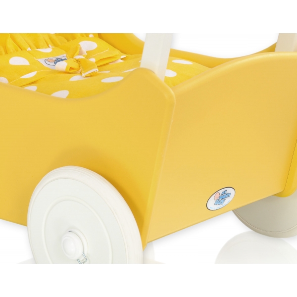 Puppenwagen Mila Gelb Puppen Bettwäsche Gelb mit Weiß-Punktmuster nr 145027-737