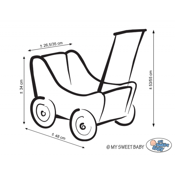Puppenwagen aus Holz Mila Weiß Grau 65025