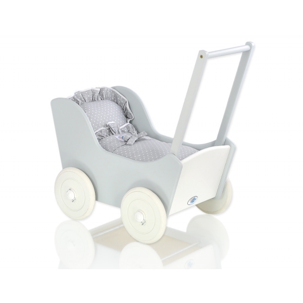 Puppenwagen Holz Mila Weiß Grau 65026-535