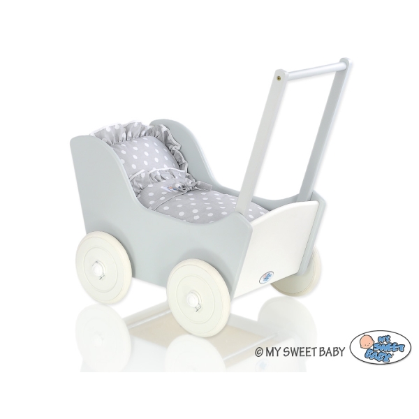 Puppenwagen Holz Mila Weiß Grau 65026-583