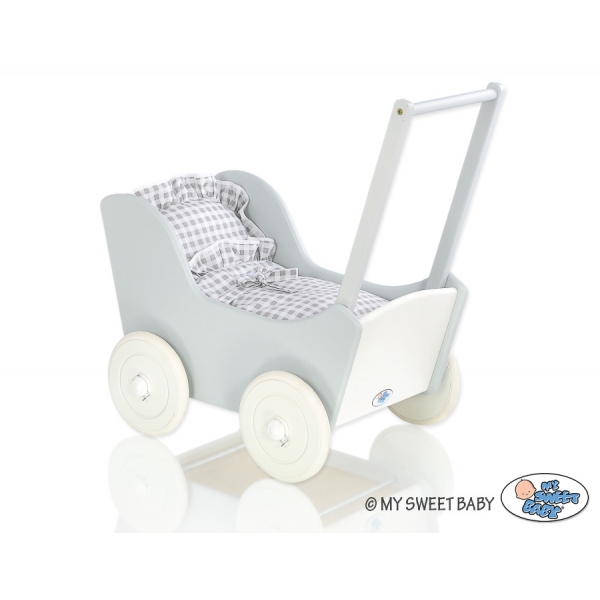 Puppenwagen  aus Holz Mila Weiß Grau 65026-619