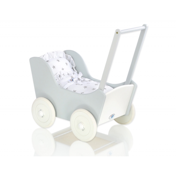 Puppenwagen  aus Holz Mila Weiß Grau 65026-740