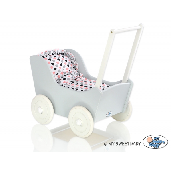 Puppenwagen Holz Mila Weiß Grau 65027-767