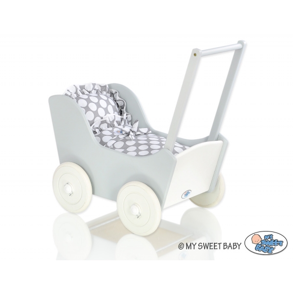 Puppenwagen  aus Holz Mila Weiß Grau 65027-770