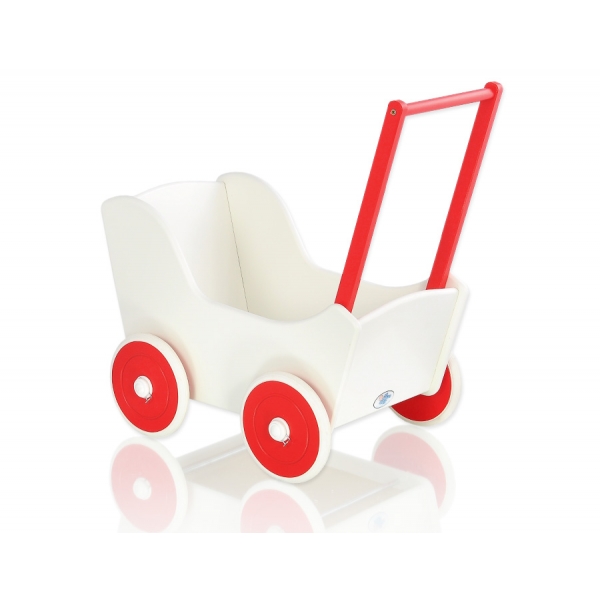 Puppenwagen Mila Weiß mit Rot 125025