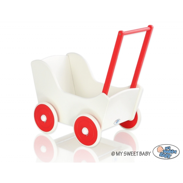 Puppenwagen Mila Weiß mit Rot 125025