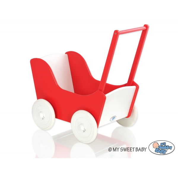 Puppenwagen Mila Weiß mit Rot 125026
