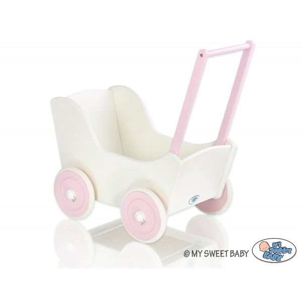 Puppenwagen Mila Weiß Rosa 85025