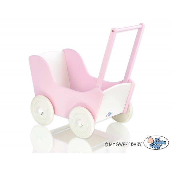 Puppenwagen Mila Weiß Rosa 85026