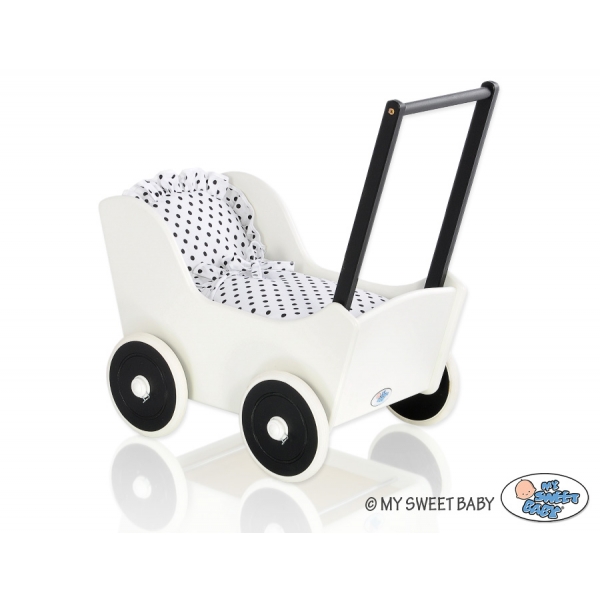 Puppenwagen Mila Weiß Schwarz 115025-738