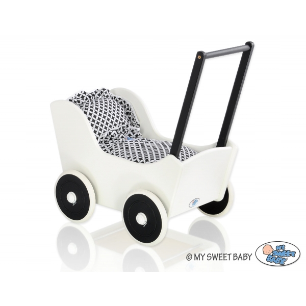 Puppenwagen Mila Weiß Schwarz 115025-746