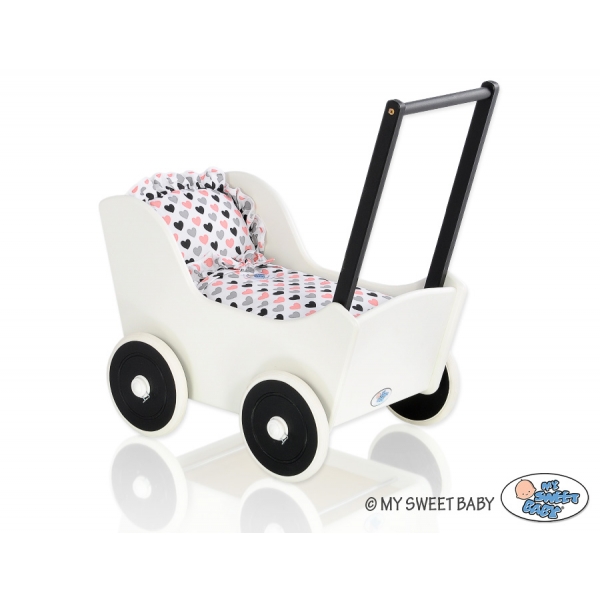 Puppenwagen Mila Weiß Schwarz 115025-767