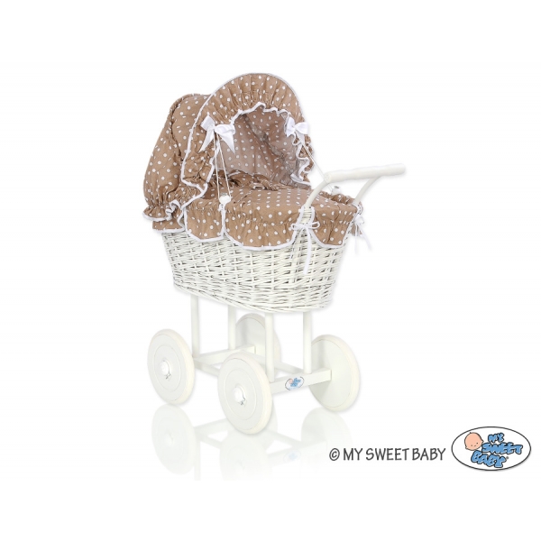 Puppenwagen nr Weiße Weide Bettwäsche Braun Punktmuster 71699-584