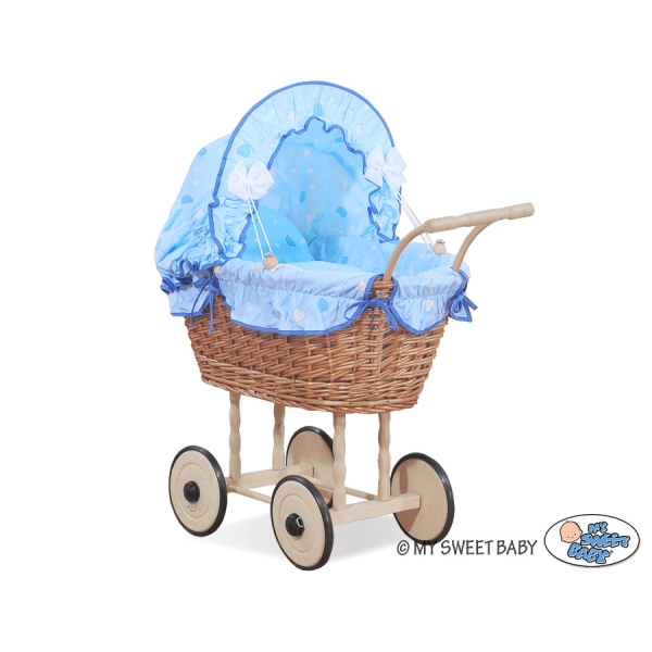 Puppenwagen Natur Weide Geflochten