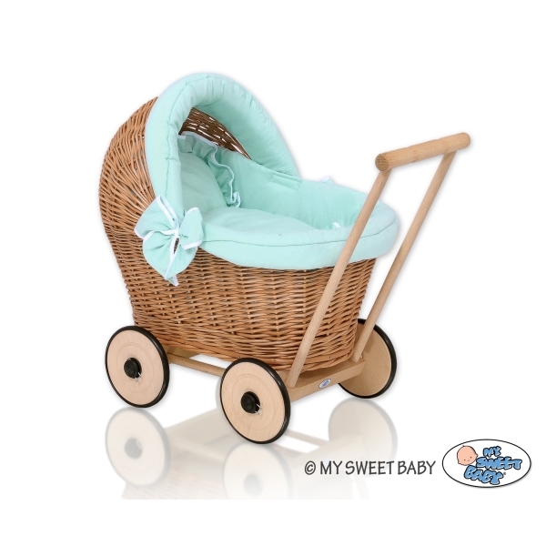 Puppenwagen Weide Bettwäsche Minze nr 1703-1031