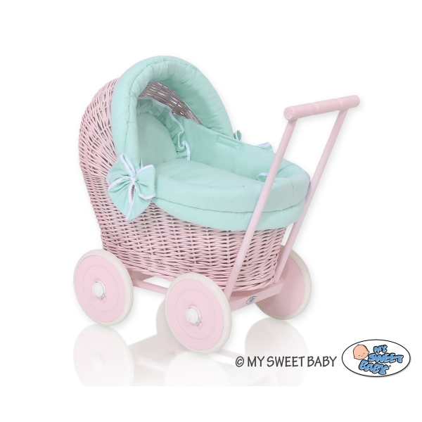 Puppenwagen Weide Rosa Bettwäsche Minze nr 81703-1031