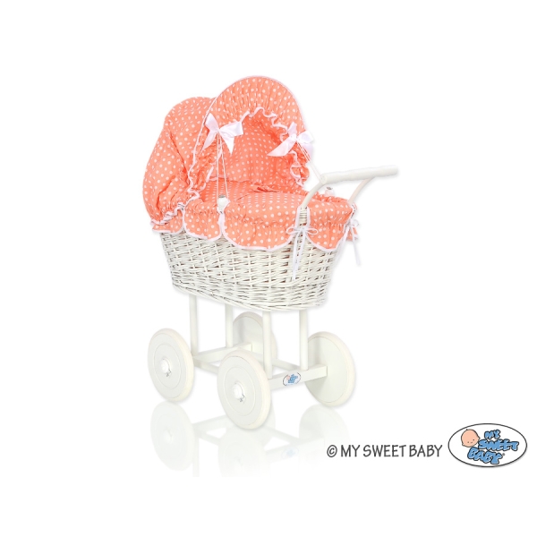 Puppenwagen Weiße Weide Bettwäsche Pfirsich Punktmuster nr 71699-761
