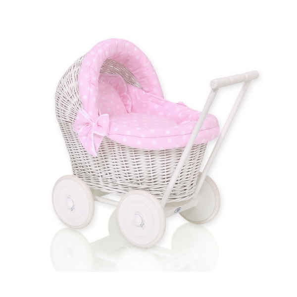 Puppenwagen Weiße Weide Bettwäsche Rosa Punktmuster nr 71703-553