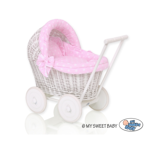 Puppenwagen Weiße Weide Bettwäsche Rosa Punktmuster nr 71703-553