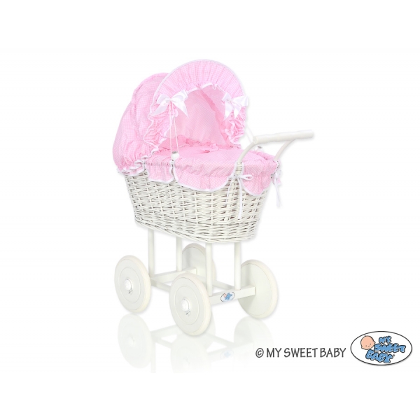 Retro Stil Puppenwagen Bettwäsche Rosa Kariert nr 71699-377