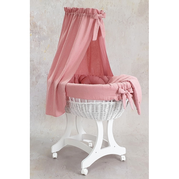 Rosa Bezug für Bollerwagen aus Weide für Babys